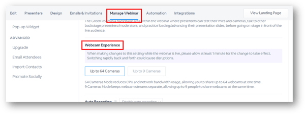 Interactive Webinar - Webcam Experience