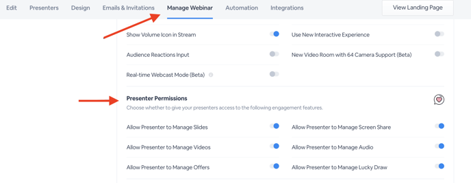 Manage Webinar Presenter Permissions