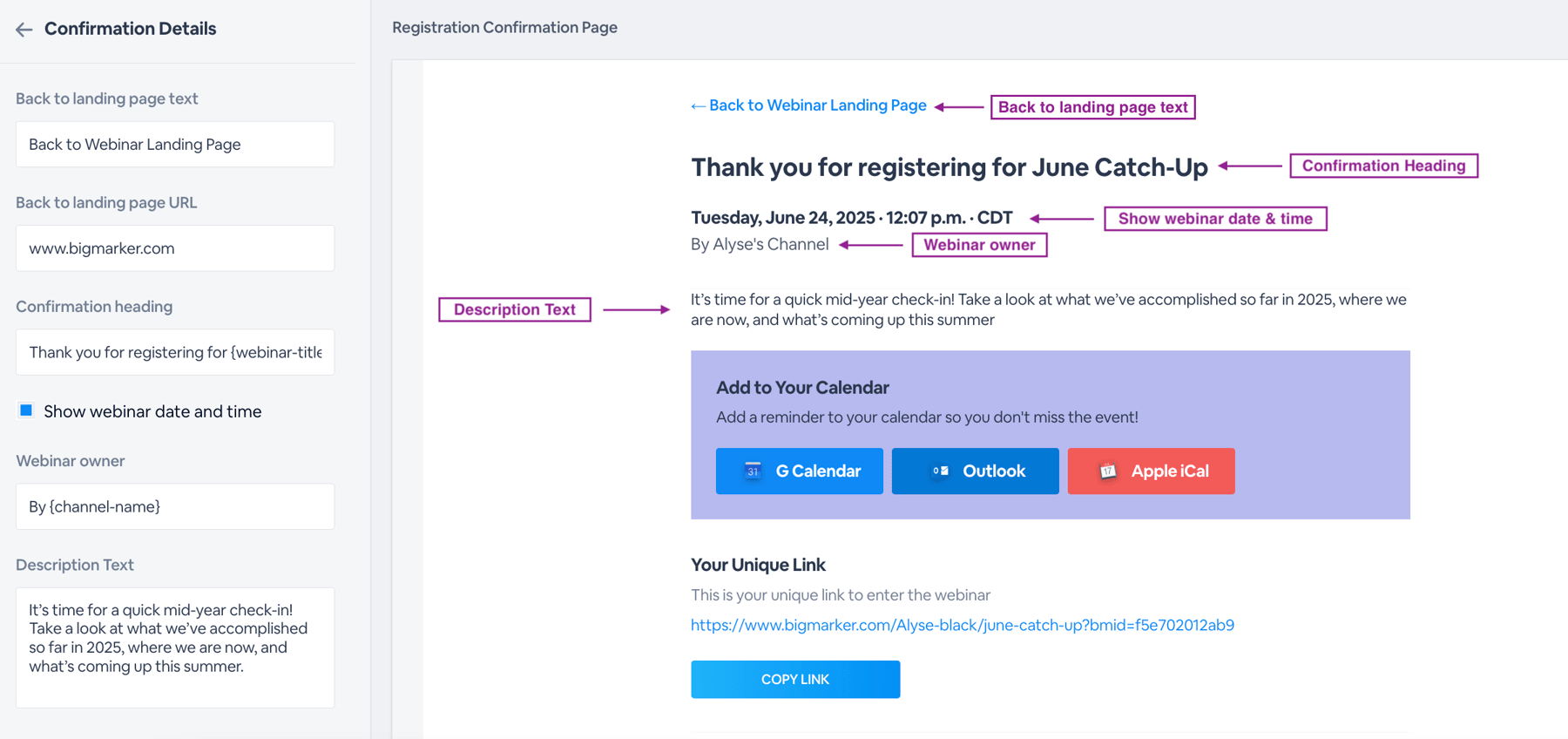 Customizing the Confirmation Page