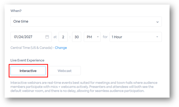 Setting up an interactive webinar