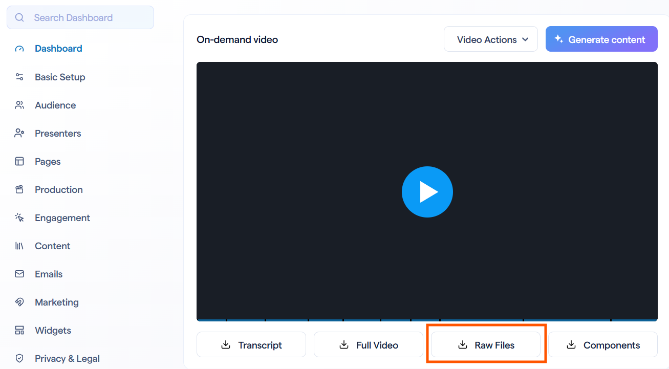 Download Separate Video and Audio Components from your Sessions