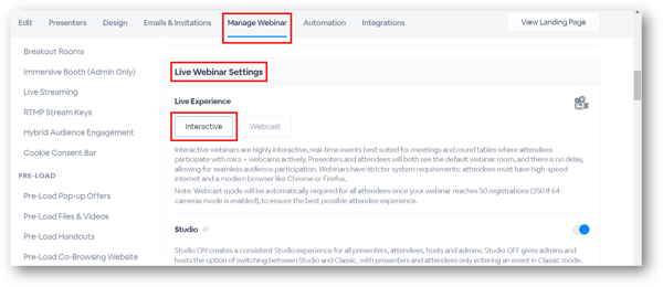 manage webinar adjustments